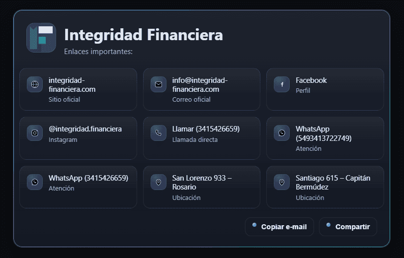 Botonera de accesos rápidos con WhatsApp, contacto y formularios